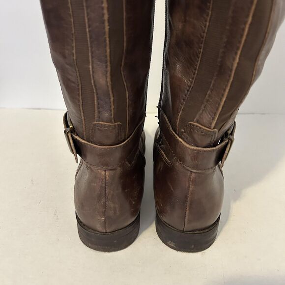 Marc Fisher Boots Womens Size 8 Brown Riding Knee High Side Zip Buckle Tall - Picture 8 of 14